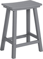 nalone 24 Inch Outdoor Bar Stool, HDPE Bar Chairs with Footrest, Weather Resistant Waterproof Bar Stools Outside Bar Height Stools for Bar, Kitchen Counter, Yard, Balcony (Grey, 24'' Barstools)