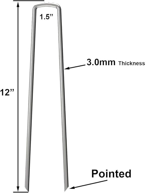 100 Pack 12" Garden Stakes Pins,Heavy Duty Garden Landscape Staples Stakes Pins Galvanized Landscape Fabric Staples Sod Ground Staple for Anchoring Weed Barrier Fabric