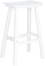 nalone 29 Inch Outdoor Bar Stool, HDPE Bar Chairs with Footrest, Weather Resistant Waterproof Bar Stools Outside Bar Height Stools for Bar, Kitchen Counter, Yard, Balcony(White, 29'' Barstools)