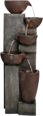 40”H Outdoor Garden Fountain Clearance with LED Lights –5-Tier Indoor Modern Floor-Standing Waterfall Fountains for Garden, Office, Deck, Patio, Porch, Yard and Home Art Décor (grey1)