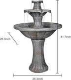 Marble Finish Concrete Outdoor Water Fountains 2-Tier Decor Dark Castle Designed 41.7" H Waterfall Fountains for Yard, Garden, Deck, Patio, Backyard, Porch, Lawn