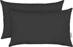 RSH DECOR: Sunbrella Lumbar Throw Pillows Set of 2 | 20" x 12" | Water and Fade-Resistant Performance Fabric | Outdoor Pillow Covers with Down-Alternative Inserts | Canvas Black