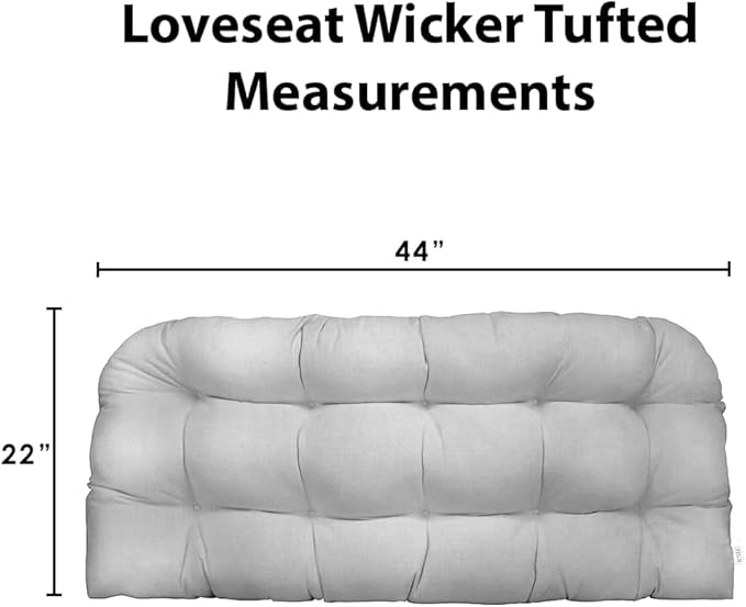 RSH DECOR Sunbrella Tufted Wicker Loveseat Cushion | 44” x 22" | Water and Fade-Resistant Performance Fabric | Outdoor Settee Cushion for Patio Furniture | Made in USA (Cast Ivy Green)
