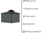 Gazebo Universal Replacement Privacy Curtain, 12'X14' Gazebo Curtains Outdoor Waterproof, 4-Panels Sidewall with Zipper for Patio, Garden and Backyard (Only Curtains, 12'X14', Gray)