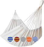 Brazilian Double Hammock 2 Person 330X150cm Load 500Pound Cotton Hammock for Patio Porch Garden Backyard Lounging Outdoor and Indoor (Beige)