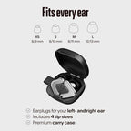 Alpine Tune Earplugs, Concert Ear Plugs for Noise Reduction, High Fidelity Music Quality, 19dB Hearing Protection with Crystal Clear Sound, Incl. 4 Sizes, For Parties, Raves, Festivals & Clubs, Silver