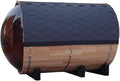 ZONEMEL Outdoor Barrel Steam Sauna with Panoramic View, Canadian Red Cedar Wood Sauna for 3-4 Person with Porch, 6KW Heater, Rocks, 8mm Tempered Glass, Waterproof System