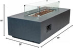 AMS Creations | Chelsea 55 inch Rectangular Wavy Dark Gray Concrete GFRC Natural Gas Fire Table Pit