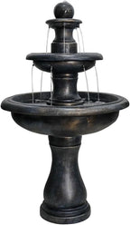 45.2inches High Outdoor Water Fountain, Concrete Outdoor Waterfall Fountain with Pump for Yard Garden Patio Backyard Deck Relaxation Decor - Black