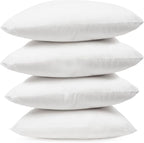 Covers & All Premium Square Throw Pillow Inserts with Covers Set of 4, 14 x 14 Inches White, Decorative Cushions for Couch Sofa Home Decor Office Travel UV Resistant Waterproof Soft Cushions Pillows