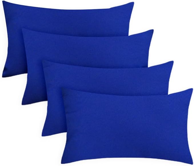 Covers & All Premium Rectangle ThrowPillow Inserts with Covers Set of 4, 16 x 24 Inches Blue, Decorative Cushions for Couch Sofa Home Decor Office Travel UV Resistant Waterproof Soft Cushions Pillows
