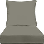 RSH DECOR: Deep Seating Cushion with Pillow Back | 24” x 27” Seat | All-Weather Spun Fabric | Water and Fade-Resistant | Outdoor Chair Cushion Set for Patio Furniture | Charcoal Grey (Gray)