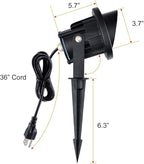 GBS9809 LED Spotlights, 9W 120V Line Voltage, 5000K Daylight, with Metal Ground Stake, Outdoor Flag Light, Landscape Spotlight, Corded Plug, Not Dimmable (Pack of 2)