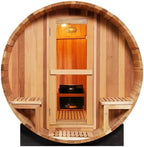 ZONEMEL Outdoor Barrel Steam Sauna, Canadian Hemlock Sauna Room for 10-12 Person with 9KW ETL TOULE Heater, Volcanic Stones, Asphalt Shingles, Canopy Porch, 8mm Tempered Glass, 220V