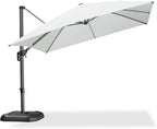 PURPLE LEAF 10 Feet Patio Umbrella Outdoor Cantilever Square Umbrella Aluminum Offset Umbrella with 360-degree Rotation for Garden Deck Pool Patio, White
