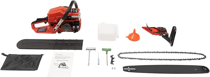 20 Inch Gas Chainsaw 52CC 2.2KW Petrol Chainsaw 2-Stroke Gas Chain Saws, Engine Chain Saw Set Gas Chainsaws for Cutting Wood Outdoor Home Farm Us (Red)