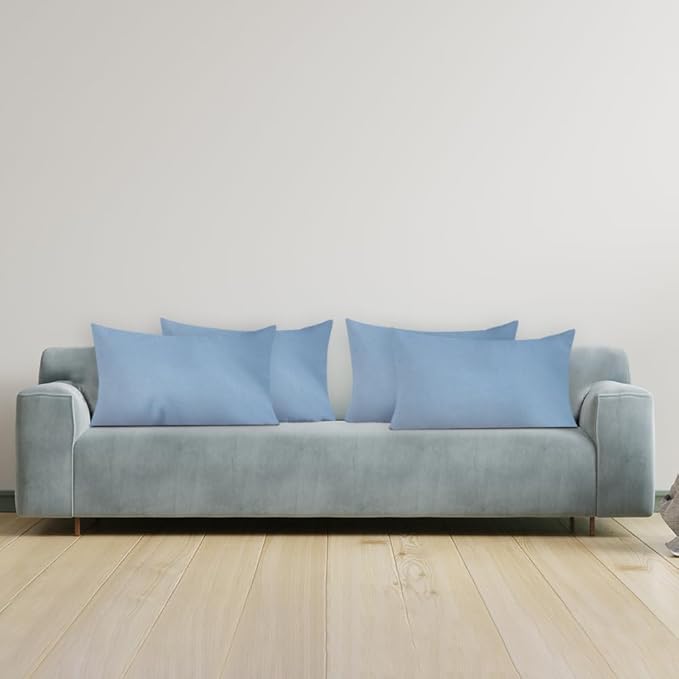 Covers & All Premium Square Throw Pillow Inserts with Covers Set of 4, 14 x 22 Inches Sky Blue, Decorative Cushions for Couch Sofa Home Decor Office Travel UV Resistant Waterproof Soft Cushions