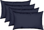 RSH DECOR: Sunbrella Lumbar Throw Pillows Set of 4 | 20" x 12" | Water and Fade-Resistant Performance Fabric | Outdoor Pillow Covers with Down-Alternative Inserts | Canvas Navy Blue