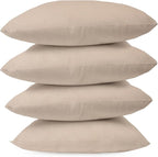 Covers & All Premium Square Throw Pillow Inserts with Covers Set of 4, 18 x 18 Inches Beige, Decorative Cushions for Couch Sofa Home Decor Office Travel UV Resistant Waterproof Soft Cushions Pillows