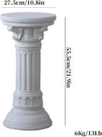 Decorative Roman Column Pedestal, MGO Cement with Fiber, Classical Garden Pillar, Indoor Outdoor Decor,Wrap Foam Safely Delivered from Local Warehouse (White, 21.9IN)