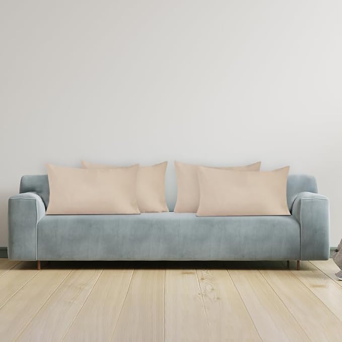 Covers & All Premium Square Throw Pillow Inserts with Covers Set of 4, 20 x 26 Inches Beige, Decorative Cushions for Couch Sofa Home Decor Office Travel UV Resistant Waterproof Soft Cushions Pillows