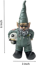 Pilot Gnome Statue with Helmet, Air Force Garden Gnome Figurine for Lawn Ornaments Indoor or Outdoor Decor Christmas Birthday Gift
