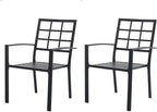 Outdoor Dining Chairs Set of 2, Aluminum Frame Stackable Patio Dining Chairs with Armrest, Wrought Iron Patio Bistro Chairs for Lawn, Backyard, Garden, Porch