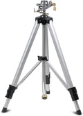YAMATIC Impact Sprinkler on Tripod Base, 50-inch Heavy Duty Metal Sprinkler for Yard, 360 Degree Rotating Zinc Head for Large Area, 3/4" Brass Connector, Extension Legs Flip Locks, Spray up to 20-90ft