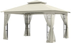 EAGLE PEAK Patio Gazebo with Mesh Netting 13x11 at Top 12x10 Footprint, Soft Top Outdoor Pavilion for Backyard, Deck, Lawn and Garden, Beige