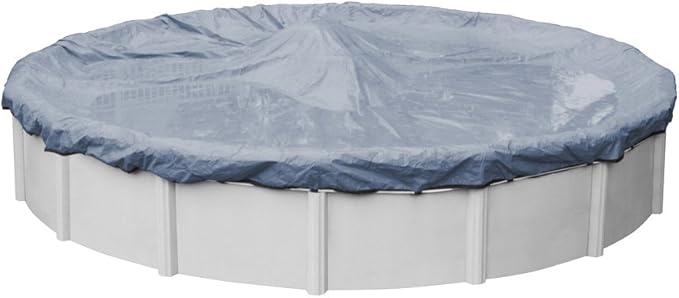Robelle 18 ft Commercial Blue Winter Pool Cover for Above Ground Pools, 4 ft Overlap (22 ft Cover Size), Solid 12 x 12 Scrim, 3.7 oz/yd2, 18-Year Warranty, Style: 3418-4