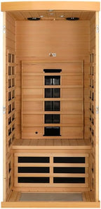 Ceramic Infrared Sauna 1 Person, Low EMF FAR Infrared Indoor Sauna for Home, 1300w Canadian Hemlock Wood Saunas with 6 Heating Panels, Blue-Tooth Control, LCD Display, LED Reading Lamp