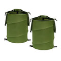 Reusable Lawn and Leaf Garden Bag, Collapsible/Pop Up Trash Can, 18x22 in Garbage Can and Recycling Bin with Lid for Home Storage, Laundry, Camping, Garden (2Pcs-Green 24 Gallons)