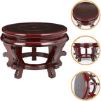 Happyyami Indoor Plants Wood Stool Plant Stand Chinese Style Flower Pot Display Rack Garden Planter Support Tabletop Vase Fish Tank Base Handicraft Figurine Pedestal Riser Holder for Home Greenery