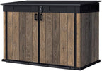 Keter Signature Collection All-Weather Storage Shed with Skylight, Window, Built-in Ventilation, Customizable Walls, & Lockable Double Doors, Walnut