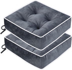 ERWUDEling Outdoor Chair Cushions Set of 2, Patio Cushions for Outdoor Furniture, Tufted Waterproof Outdoor Chair Pads, 17x17x5inch,Gray