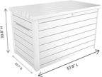 Stylish Indoor/Outdoor Storage Deck Box,Resin,Large Capacity, Weather-Resistant, Lockable lid and Side handles. (White, 230 Gallon)
