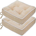 ERWUDEling Outdoor Chair Cushions Set of 2, Tufted Outdoor Chair Cushions - Waterproof & Fade-Resistant with Secure Ties 17x17x5inch,Apricot
