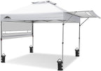 EAGLE PEAK 17x10 Pop up Gazebo Canopy Tent Outdoor Instant Canopy Shelter with Adjustable Dual Half Awnings (White)