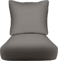 RSH DECOR Indoor Outdoor Deep Seating Chair Cushion with Pillow Back | All Weather Polyester Fabric | Seat 25" W x 25" D & Back 25" W x 21" H | Charcoal Grey