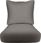 RSH DECOR Indoor Outdoor Deep Seating Chair Cushion with Pillow Back | All Weather Polyester Fabric | Seat 25" W x 25" D & Back 25" W x 21" H | Charcoal Grey