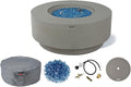 Elementi+ | Colosseo Gas Fire Pit Cast Concrete 40" Dia. Round Fire Table, Outdoor Fire Pit Electronic Ignition | Canvas Cover, Fire Glass and Burner Lid Included | Light Gray | Natural Gas