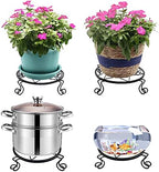 Flower Pot Stand Heavy Duty 2 Pack Planter Holder Indoor Outdoor Home & Garden Decor(Black)