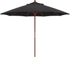California Umbrella 9' Premium Commercial Hardwood Patio Umbrella, Manual Lift With Sunbrella Black Fabric