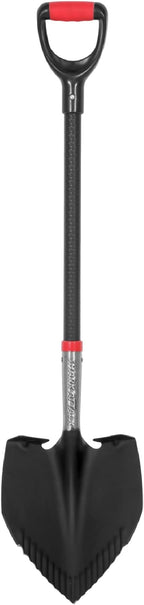 SHARK ATTACK Heavy Duty Garden Shovel 43.3 inch with D-Grip Handle, 6.3'' Serrated Steel Blade for Digging and Landscaping, Beach Shovel, Car Snow Shovel