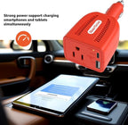 HearGrow100w Car Power Inverter, 12V DC to 110V AC Vehicles Converter with USB Ports，Plug Adapter Outlet and Fast Charging PD3.0 Type-C for Phones, Pads, Laptops and Computer Charger(red)