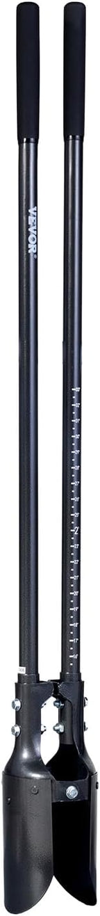 VEVOR Post Hole Digger, Heavy Duty Post Hole Digger with Carbon Steel Handle, Manual Hole Digger with Scale Markings and Metal Blade, Post Hole Digger Tool for Digging Gardening Outdoors, 57.5-Inch