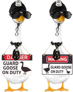 8 Pcs Porch Goose Accessories Porch Goose Sign Goose Police Hat Eyeglasses Ties Danger Guard Goose on Duty Warning Sign Goose Outfits Decor for Yard Porch Lawn