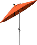 California Umbrella 9' Rd Pacific Trail Series Aluminum Patio Umbrella, Crank Lift, Push Button Tilt, Black Finish, Sunbrella Tangerine Fabric