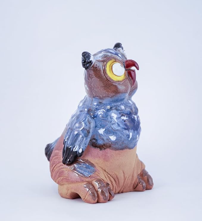 Ceramic Garden Decor - Owl Lawn stake - Outdoor statue - Perfect, unique gifts for gardeners woman, men, yard gifts - Handmade, Frostproof