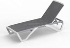Domi Outdoor Lounge Chair, Aluminum Patio Chaise Lounge with 5 Position Adjustable Backrest and Wheels, All Weather Reclining Chair for Patio, Yard, Balcony, Poolside (Grey)